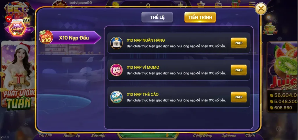 X10 Nạp Đầu Betvip